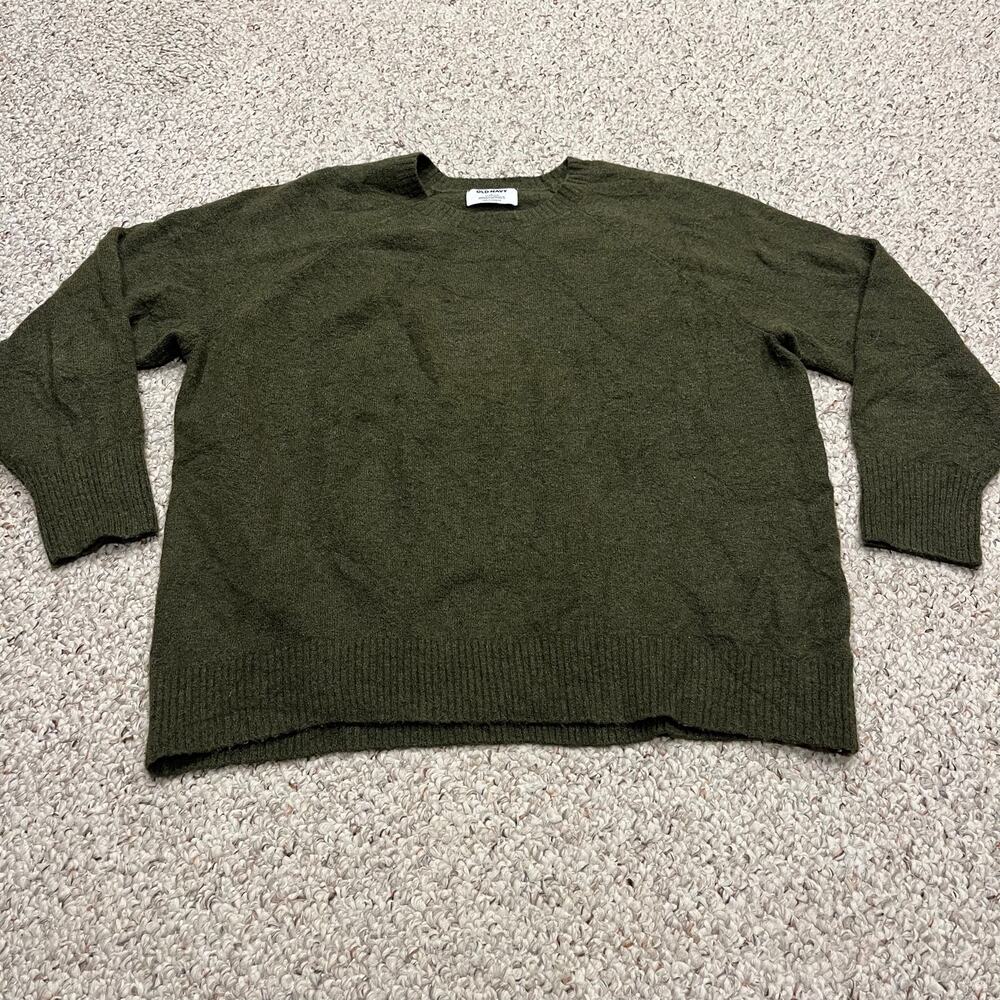 Old Navy Cozy Crewneck Sweater L Green Recycled Knit Lightweight Casual